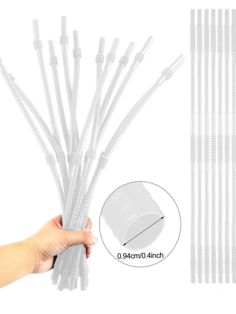 Flexible Clear Plastic Tubing Straws - 22 inches - set of 10